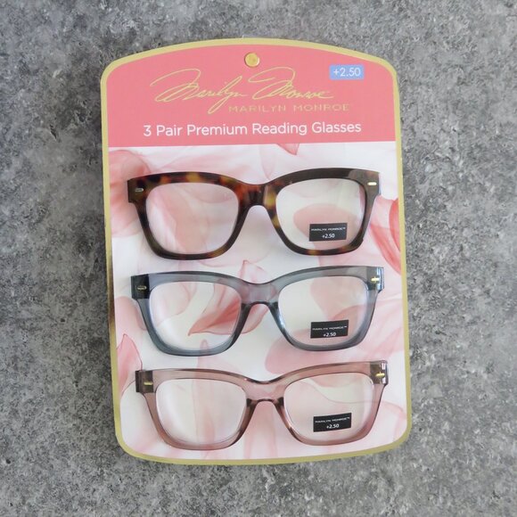 (A-1) Marilyn Monroe Premium Reading Glasses 3 pairs Set +2.50 - Picture 1 of 3